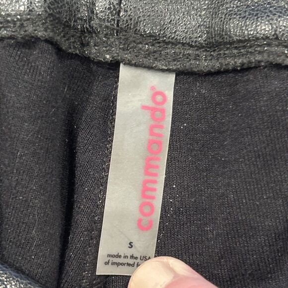 Commando Joggers Womens Small Faux Vegan Leather Pull On Pants Black Pockets - Picture 7 of 10